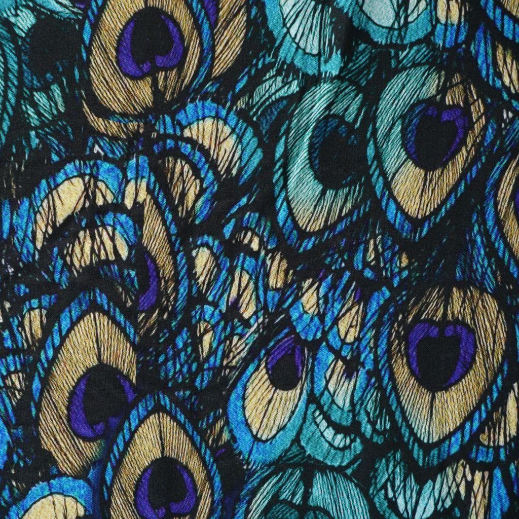 Viskose Druck Pfau grün türkis blau